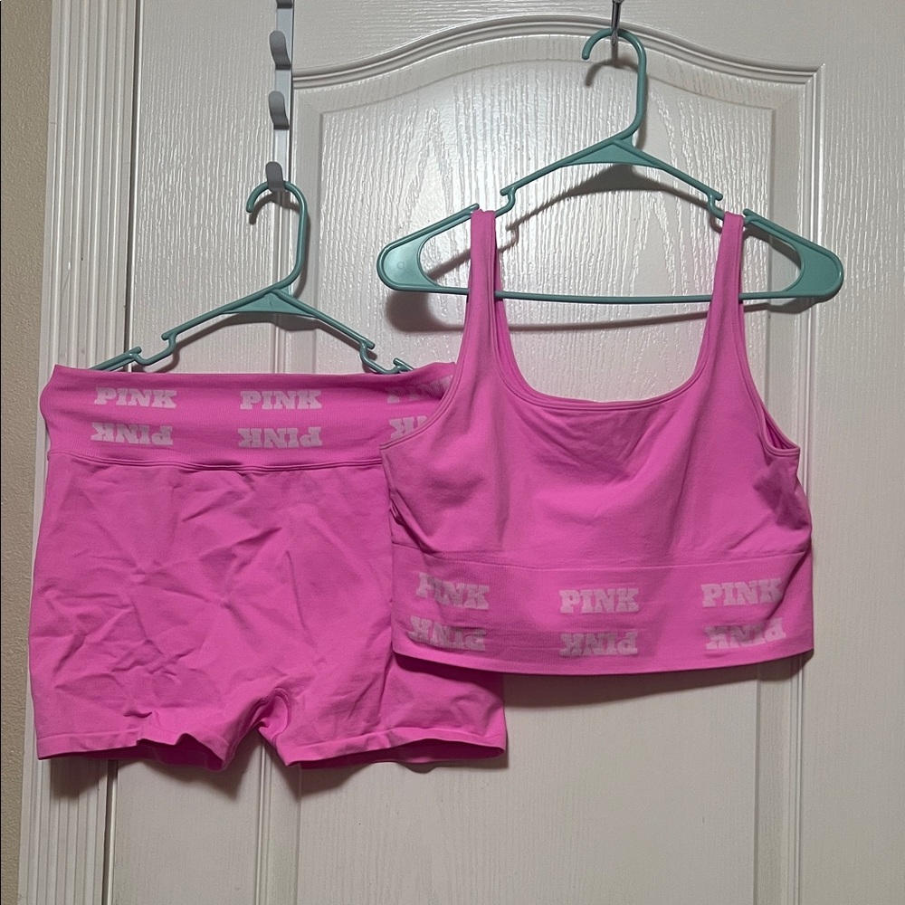 PINK vs Hot Pink Sports Bra & Shorts Set
